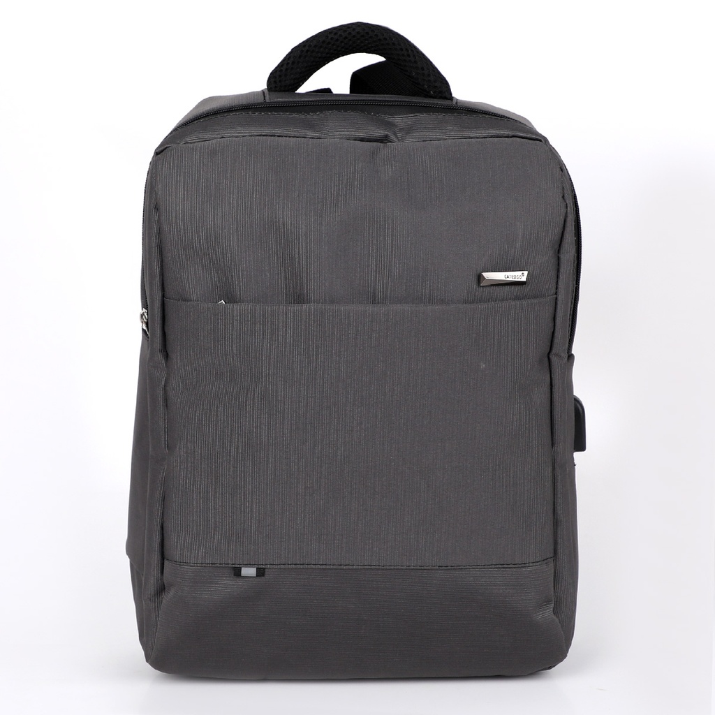 CATESIGO Sac à Dos En Toile Pour PC Portable 15.6"  avec Port USB Gris Charbon