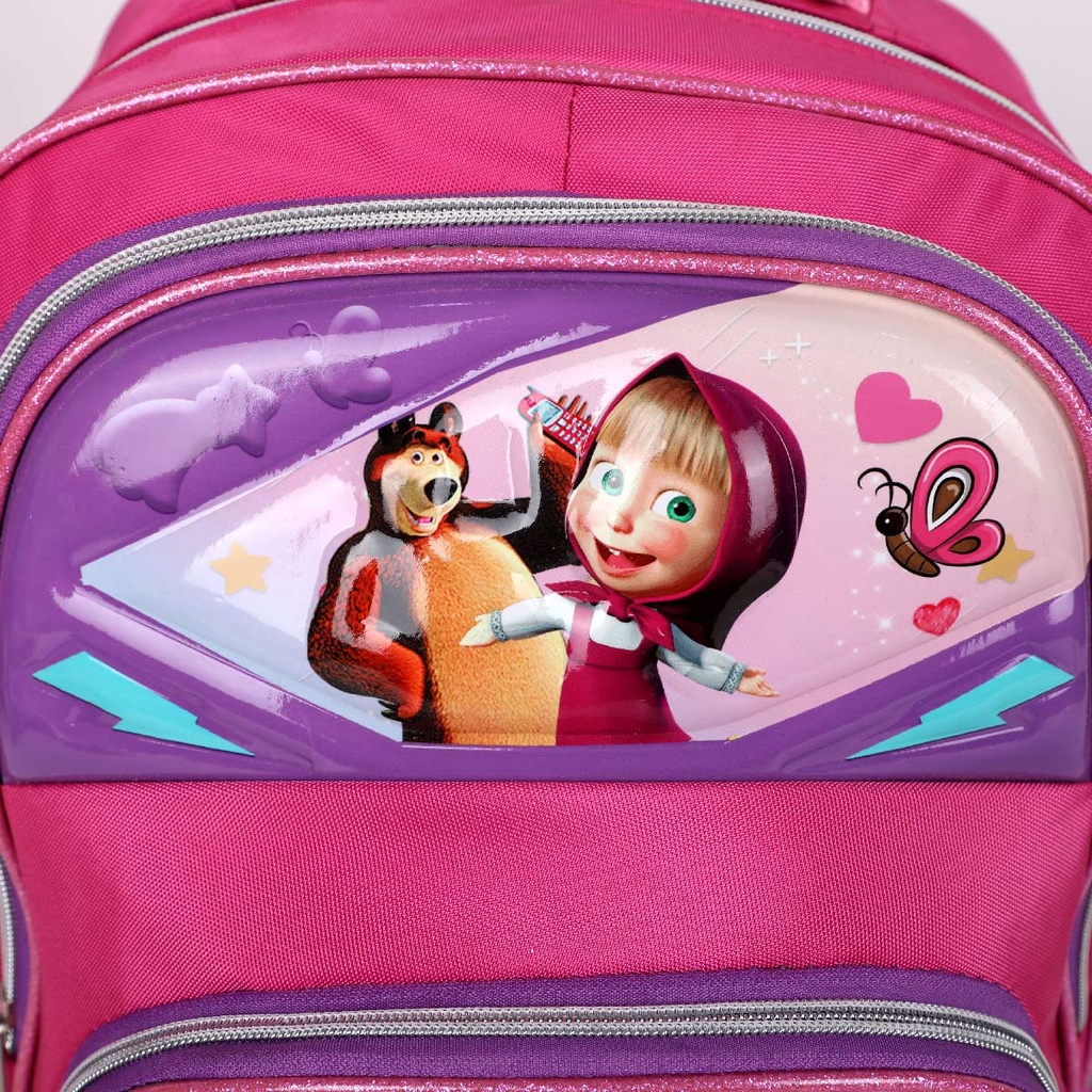 5éme et 6éme Année Primaire Cartable Scolaire Avec Roulette Pour Fille Motif Masha and the Bear