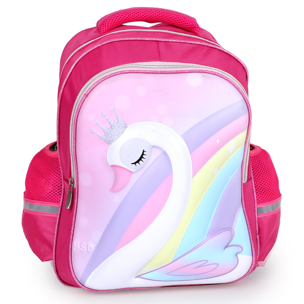 3 en 1 Cartable Fille Avec Sac Repas et Trousse à Crayons Motif Cygne