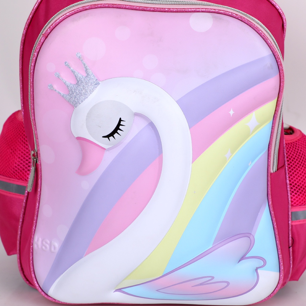 3 en 1 Cartable Fille Avec Sac Repas et Trousse à Crayons Motif Cygne