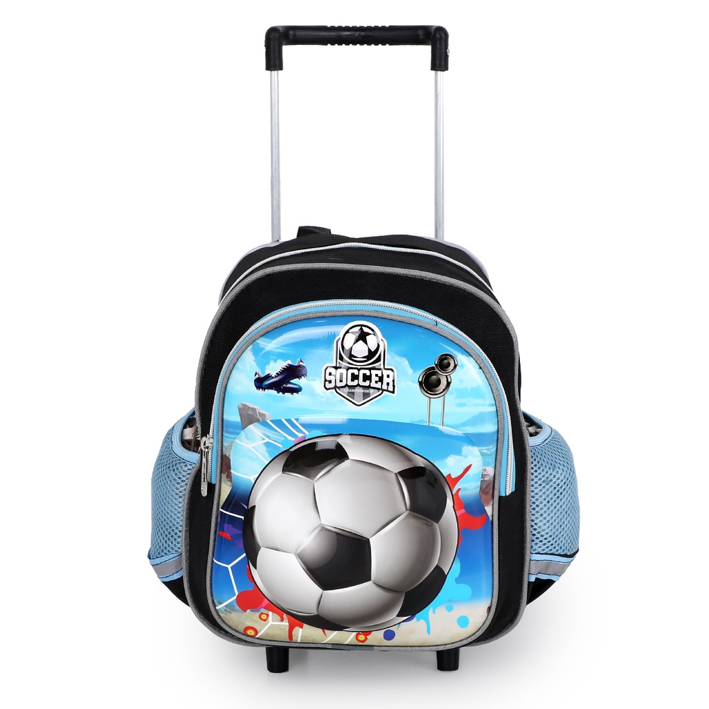 Cartable à Roulettes pour Garçon Motif Ballon Soccer pour Maternelle et Préparatoire