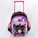 Cartable à Roulettes pour Fille Motif Deux Chats Noirs 3D pour Maternelle et Préparatoire