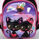 Cartable à Roulettes pour Fille Motif Deux Chats Noirs 3D pour Maternelle et Préparatoire