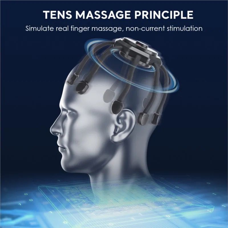 Masseur de Tête électrique Rechargeable Avec 8 Aimants de Massage