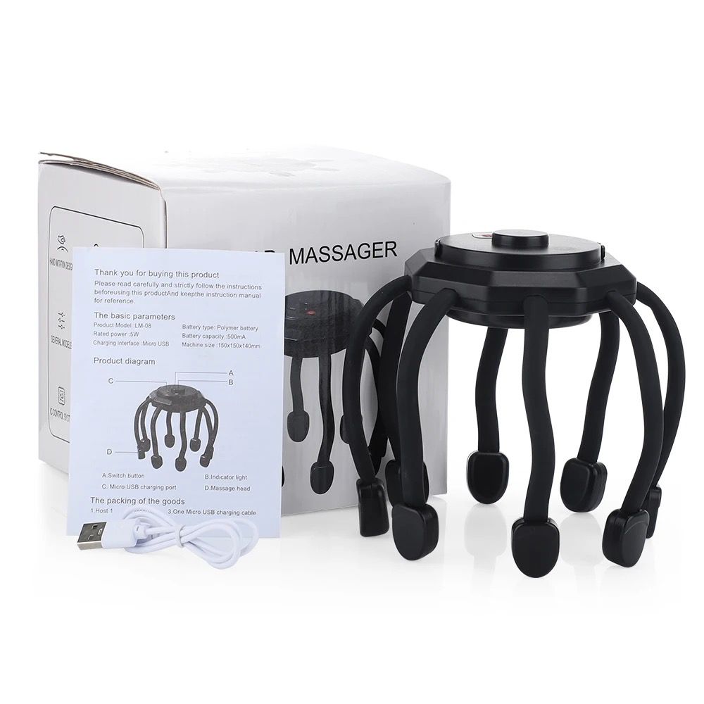 Masseur de Tête électrique Rechargeable Avec 8 Aimants de Massage