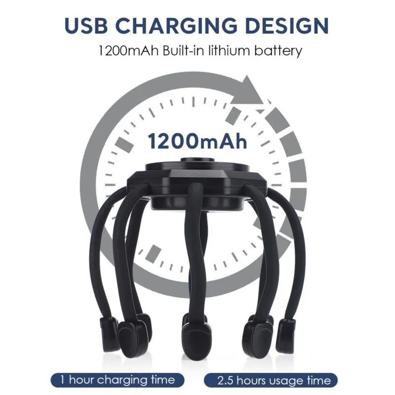 Masseur de Tête électrique Rechargeable Avec 8 Aimants de Massage