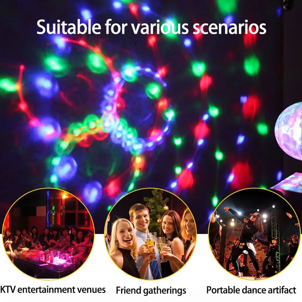 Lampe Disco Led Double Face Rotative 360 degré Colorée RGB - 6W