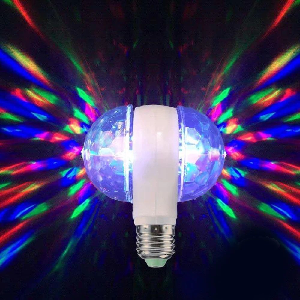 Lampe Disco Led Double Face Rotative 360 degré Colorée RGB - 6W