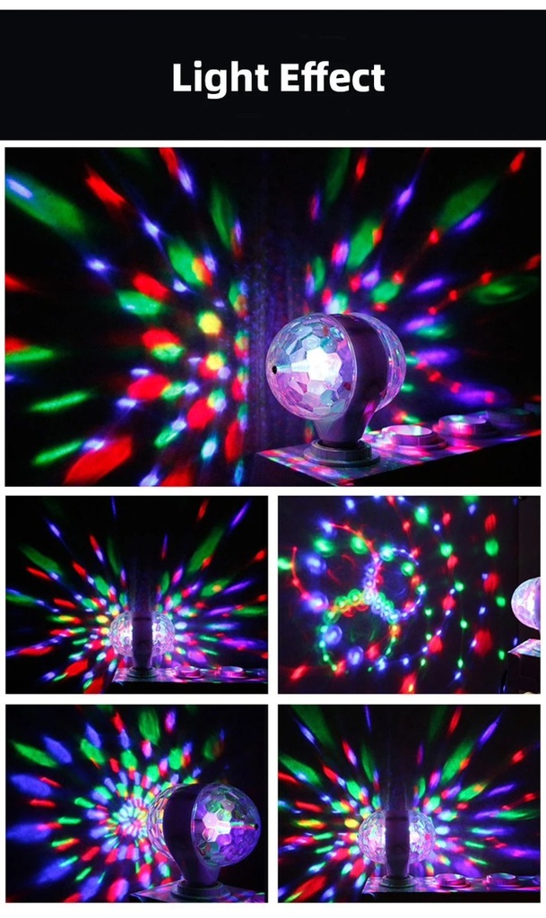 Lampe Disco Led Double Face Rotative 360 degré Colorée RGB - 6W