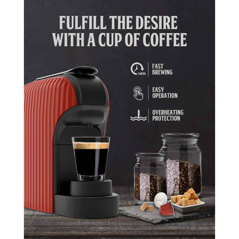 FLORENCE Machine Café À Capsules Nespresso 1400W 1L-Rouge