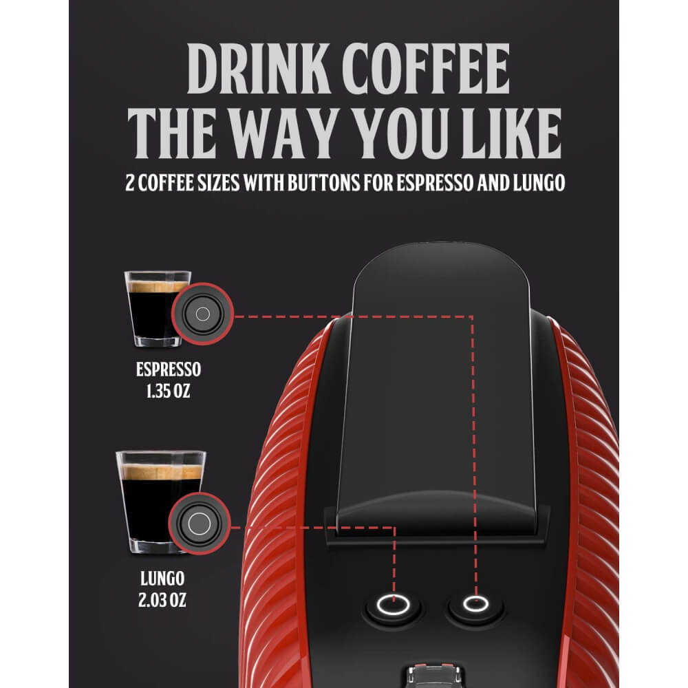 FLORENCE Machine Café À Capsules Nespresso 1400W 1L-Rouge