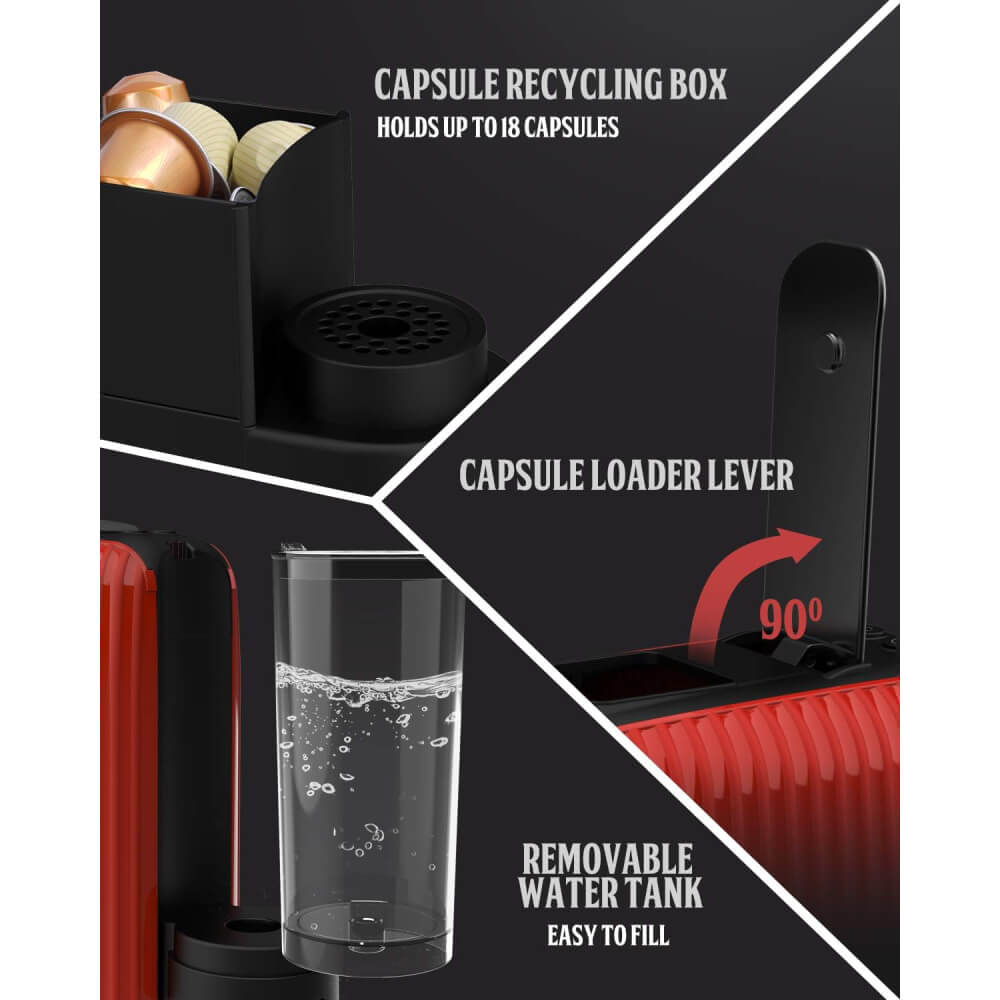 FLORENCE Machine Café À Capsules Nespresso 1400W 1L-Rouge