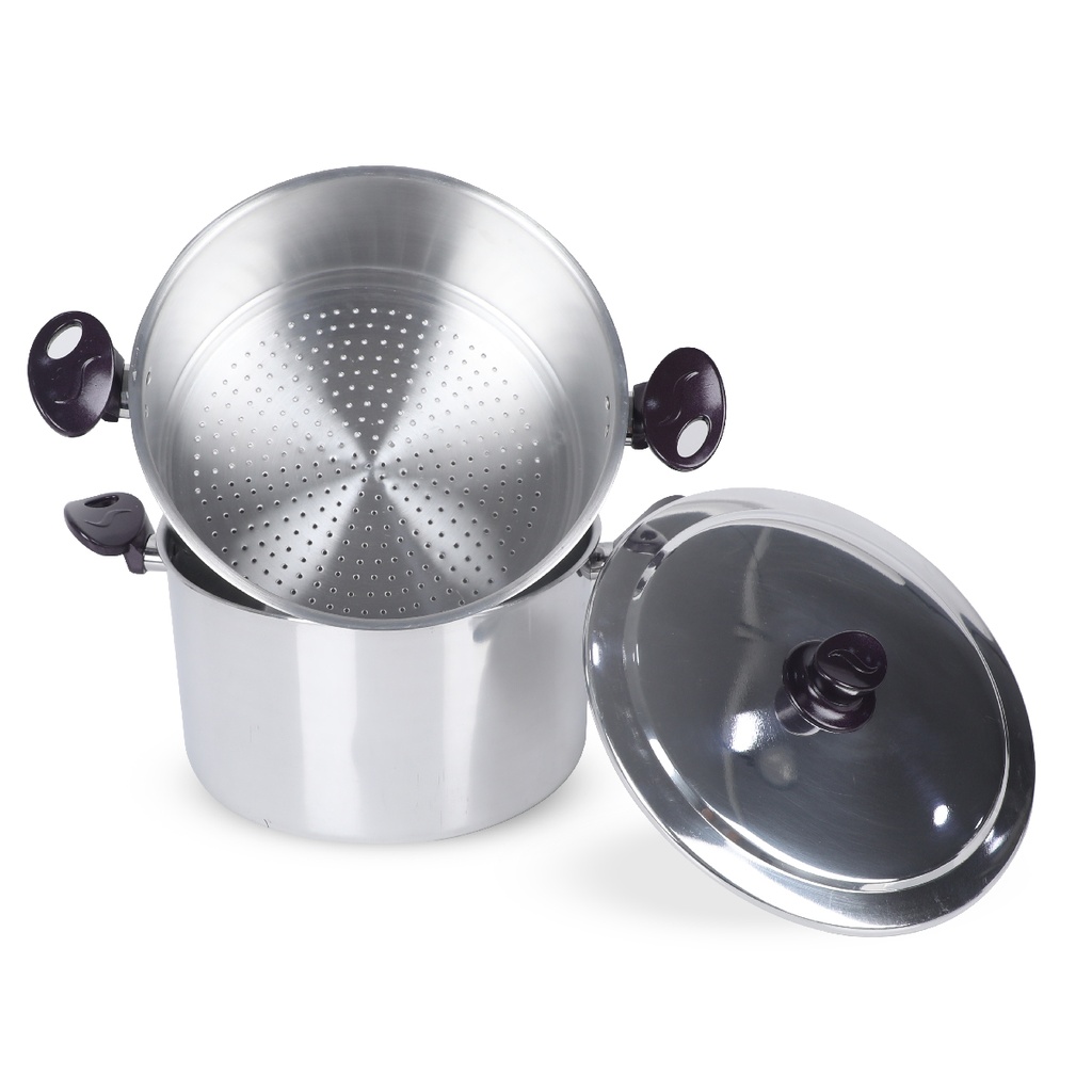 OUBOURSINA Couscoussier Aluminium 6 L 22 Cm avec Poignée PVC-Violet