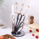 BOBSSEN Ensemble De Couteaux De Cuisine 9 Pièces Avec Support-Blanc