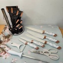 BOBSSEN Ensemble De Couteaux De Cuisine 9 Pièces Avec Support-Blanc