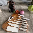 BOBSSEN Ensemble De Couteaux De Cuisine 9 Pièces Avec Support-Blanc