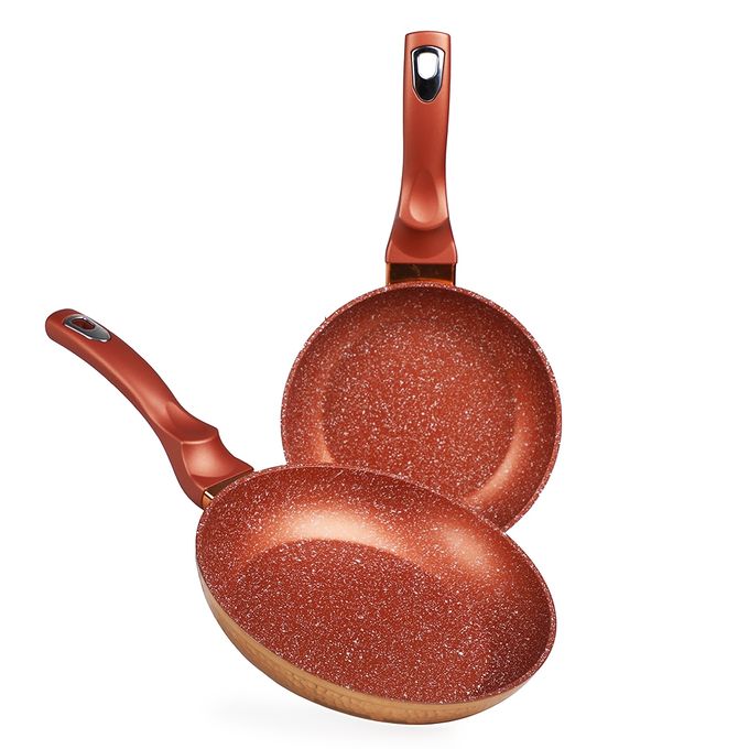 Golden House Série De 3 Poêles En Granite Antiadhésif Effet Cuivre