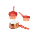 Golden House  Set De 3 Casseroles Granite Effet Cuivre