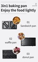 Appareil À Plaque Chauffante 3en1 Donuts & Gaufre & Sandwich 750 W