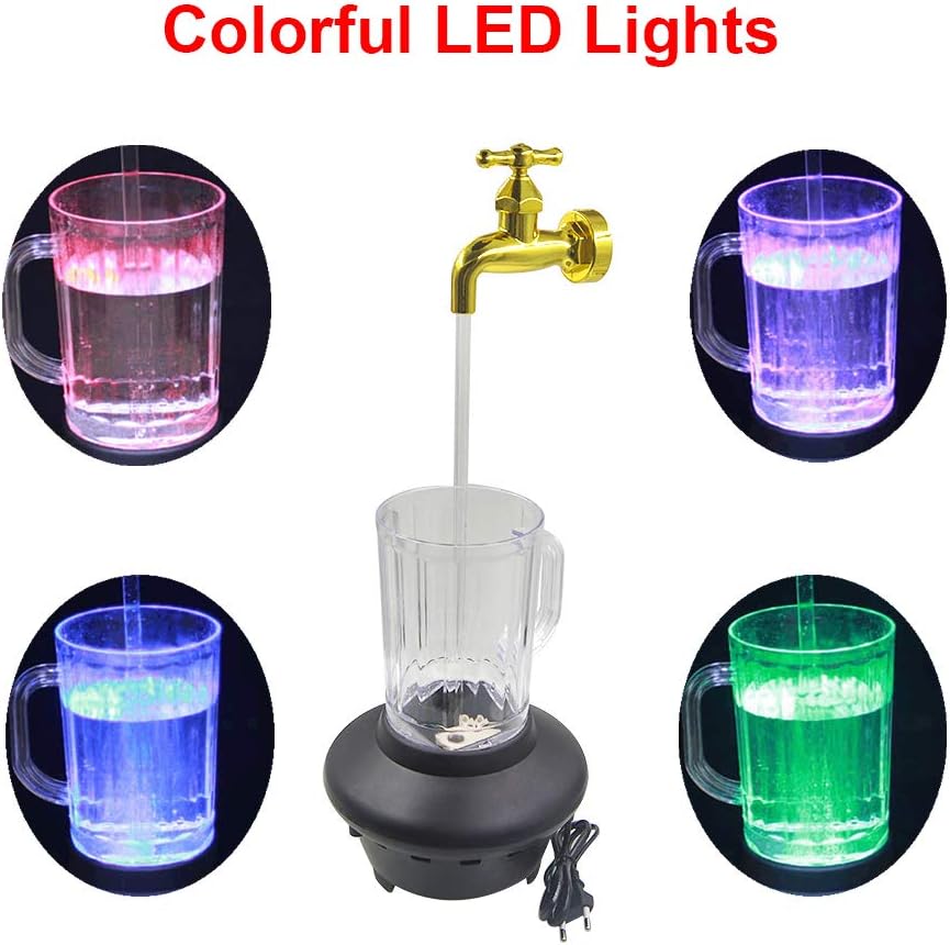 Fontaine de table d'intérieur, tasse à robinet magique de bureau avec lumière LED - 47 cm X 18 cm