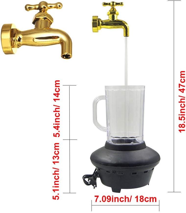 Fontaine de table d'intérieur, tasse à robinet magique de bureau avec lumière LED - 47 cm X 18 cm
