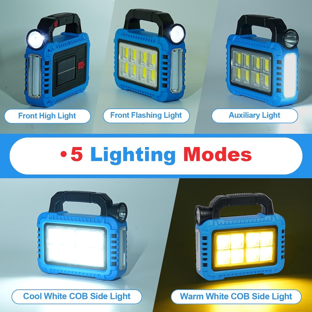 Torche Lampe portable Multifonctionnelle Solaire-Bleu