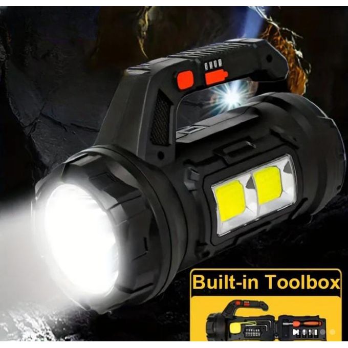 Torche Lampe Portable avec Boîte à outils intégrée ,Lampe De Poche À Charge Rapide De Type C