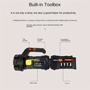 Torche Lampe Portable avec Boîte à outils intégrée ,Lampe De Poche À Charge Rapide De Type C