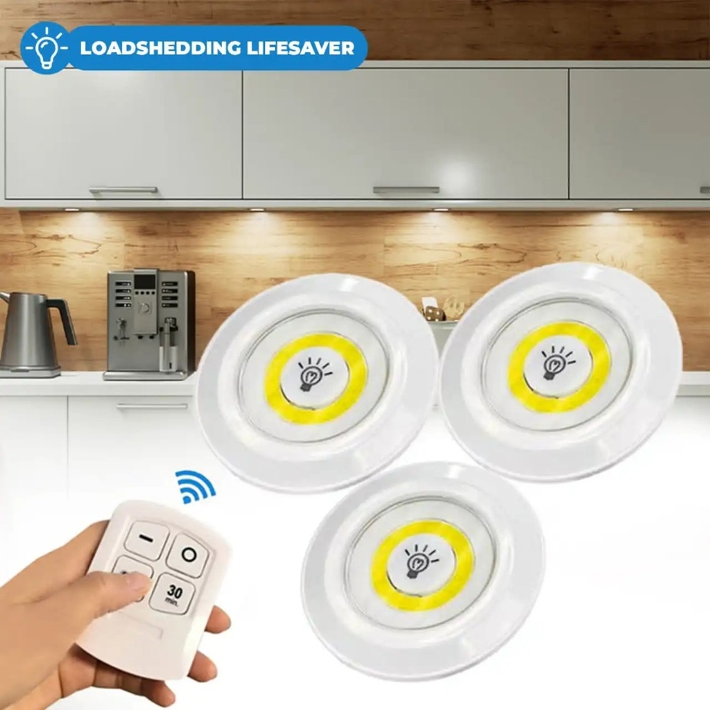 Lot De 3 Spots Led Sans Fils Avec Télécommande