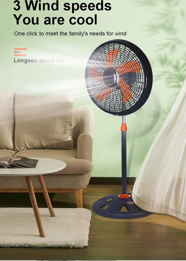 Ventilateur sur Pied Moxie Air FS-1821 18 Pouces" 3 Vitesses 5 Pales Orange