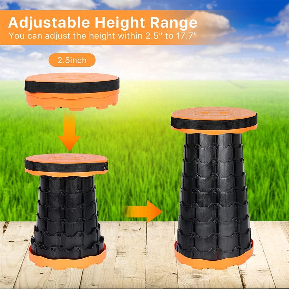 Tabouret Télescopique Pliant Orange Portable