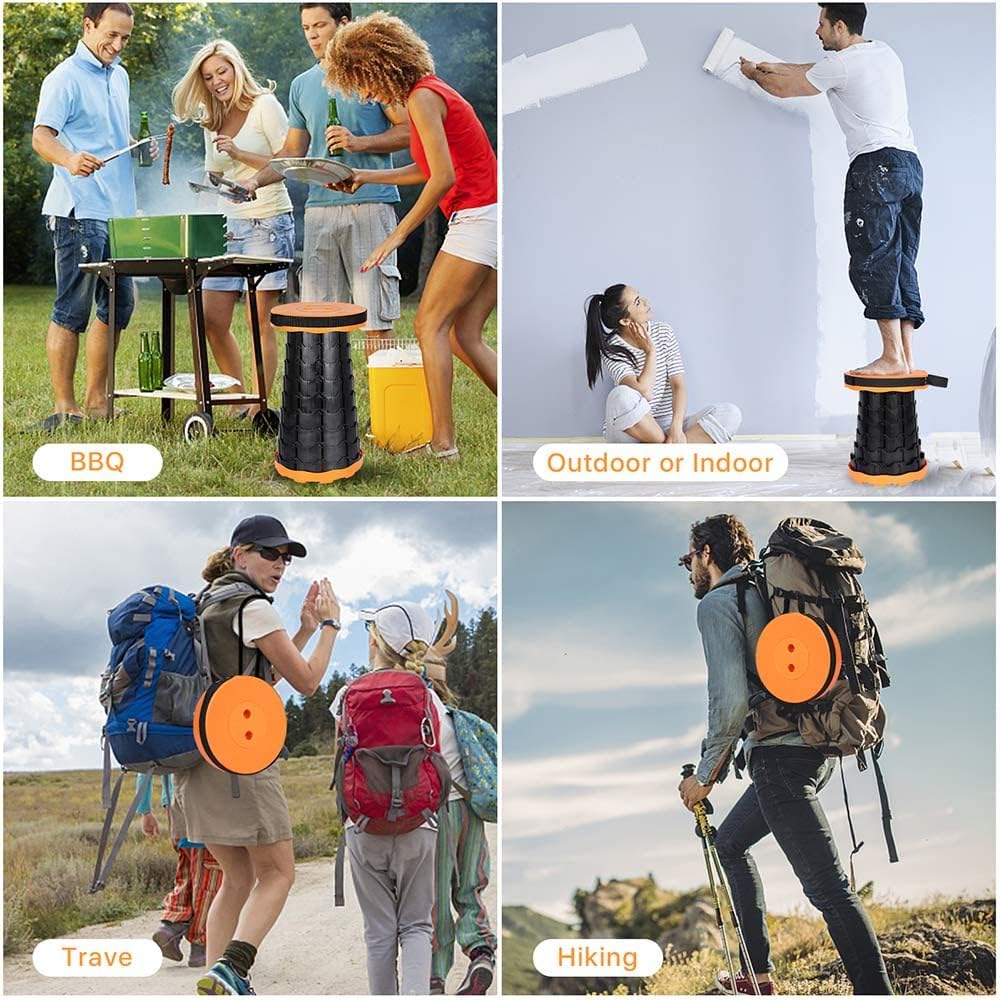 Tabouret Télescopique Pliant Orange Portable