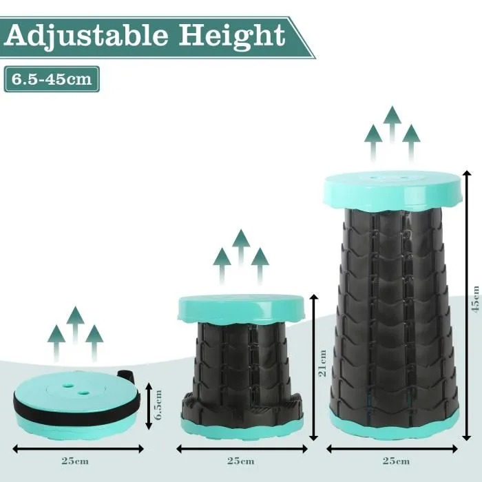 Tabouret Télescopique Pliant Vert Portable
