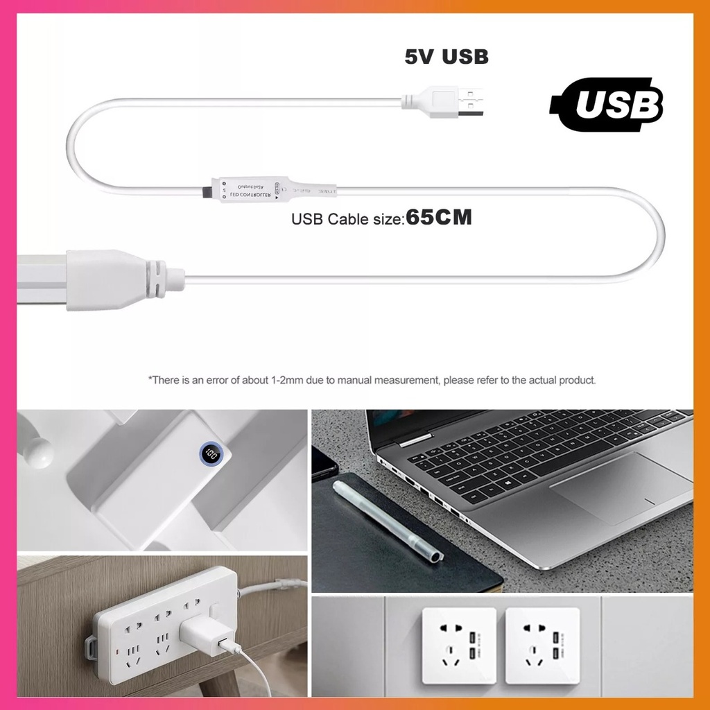 Ruban LED RGB Néon 5M USB Avec Télécommande 
