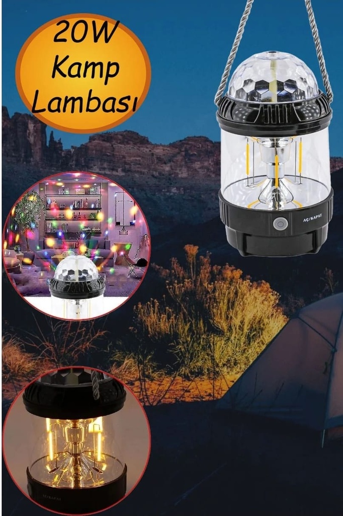 Lampe Noire LED de Scène Multifonction 2en1 20W Rotation 360° Rechargeable