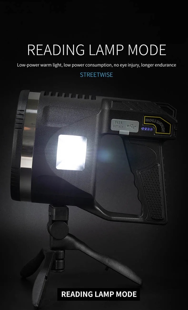 Projecteur LED Rechargeable W5174 6 Modes USB Type-C Trépied Inclus