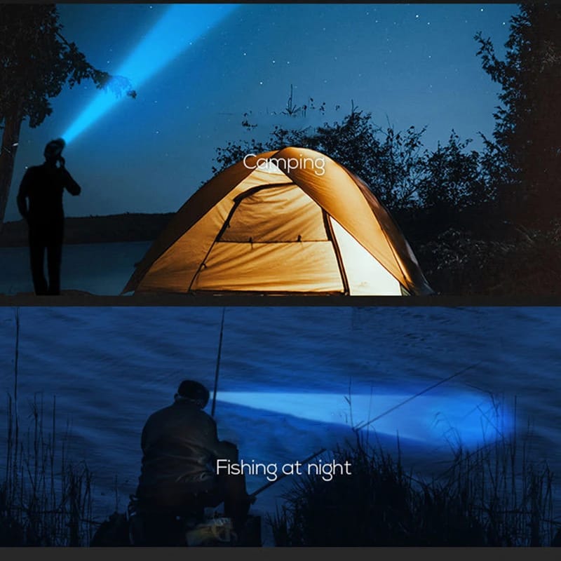  Lampe Frontale LED Rechargeable 5 Têtes – 5 W – Étanche – Avec Bandeau Bleu 