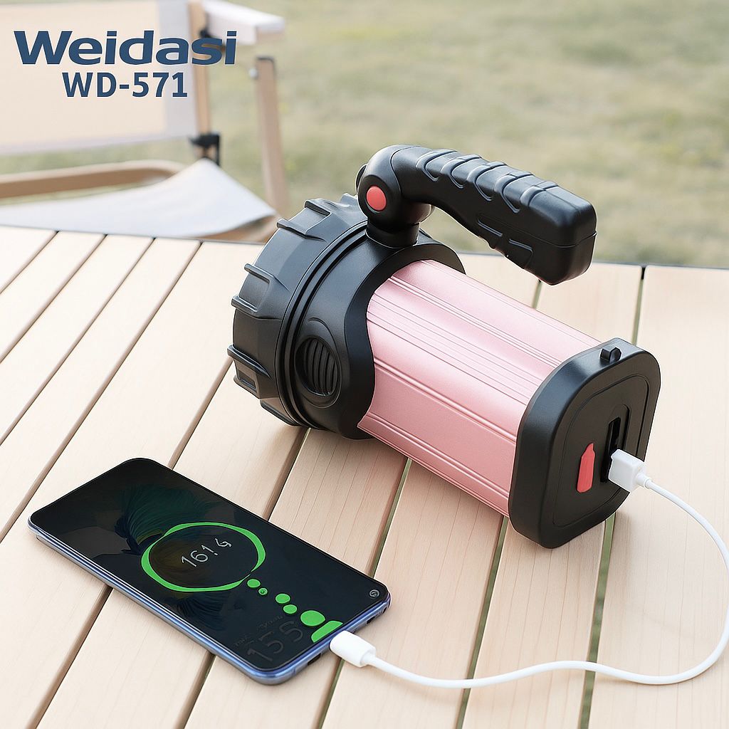 Lampe Torche LED Rechargeable WEIDASI WD-571 – Étanche, 20W
