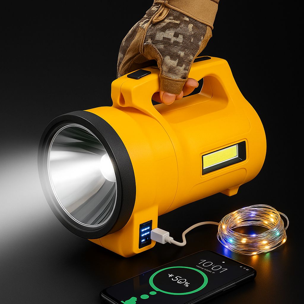 Projecteur LED Extérieur Rechargeable Étanche & Bande Lumineuse