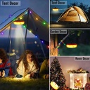 Lampe d’Extérieur Multifonctionnelle 3-en-1 avec Guirlande LED RGB 10 M Rechargeable