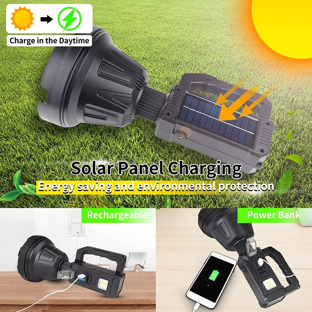 Lampe de Poche Solaire USB W5110 – 6 Modes d’Éclairage – Rechargeable 