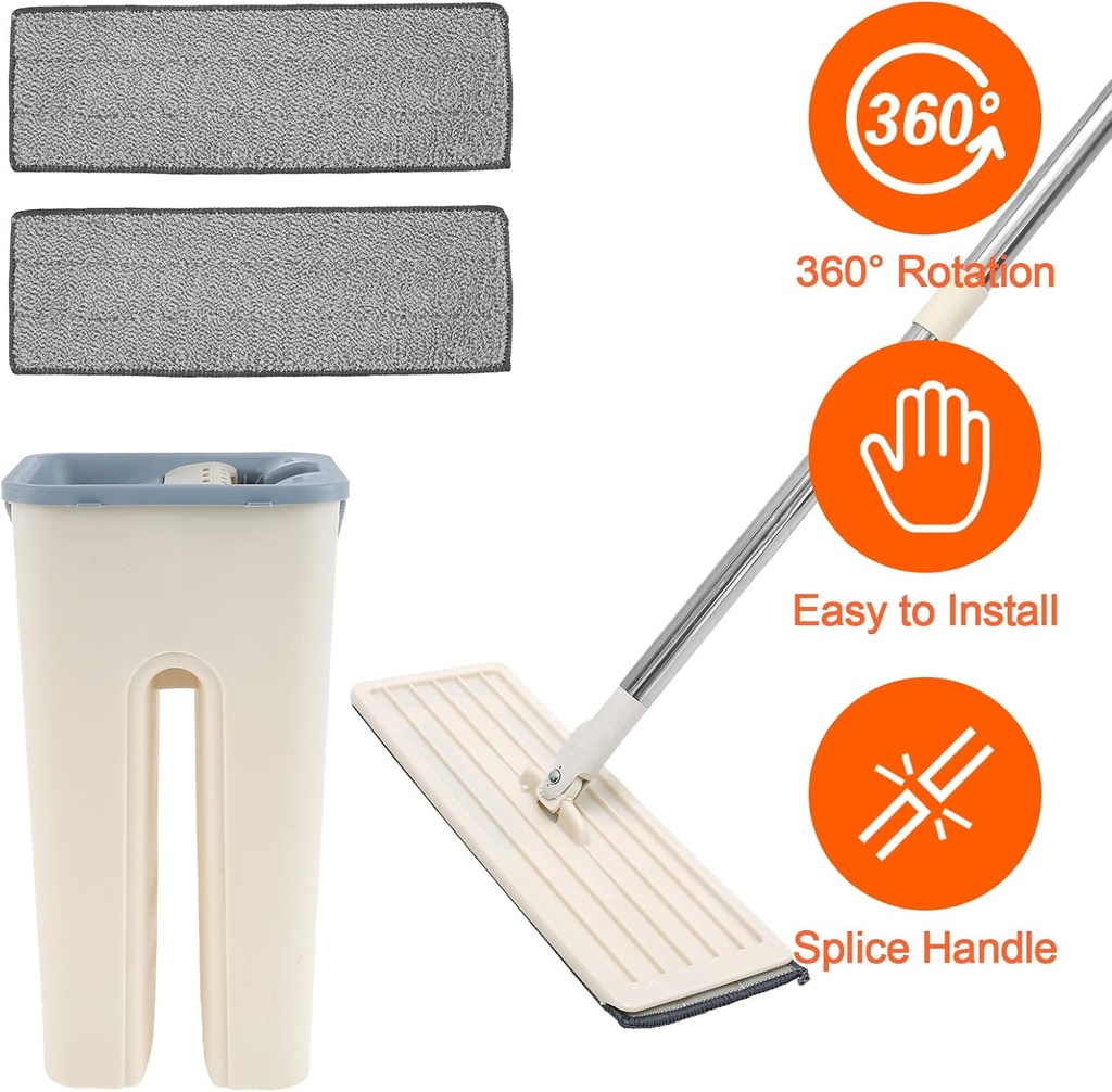 Vadrouille Balai de Nettoyage Pliable avec Seau MOP