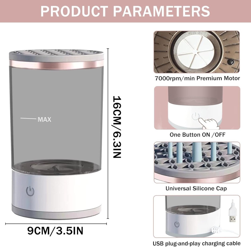 Nettoyeur Automatique de Pinceaux de Maquillage En Blanc