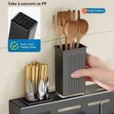 Organisateur Mural Pour Ustensiles De Cuisine – 60 cm | 8 Crochets + 3 Verres De Rangement | Fixation Avec Ou Sans Perçage 