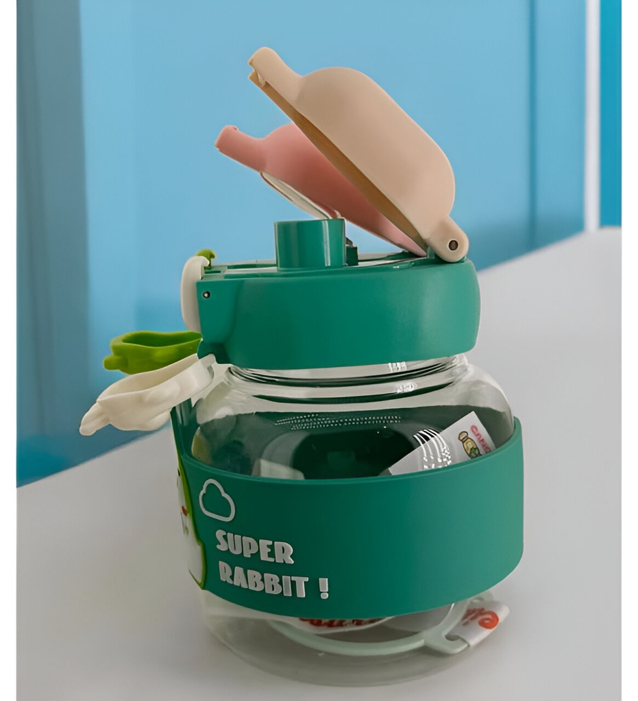 Gourde Enfant 1000 ml Sans BPA – Motif Lapin & Ours