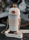 Thermos avec Motif Oreilles de Lapin et Sangle Bandoulière 480 ml Blanc