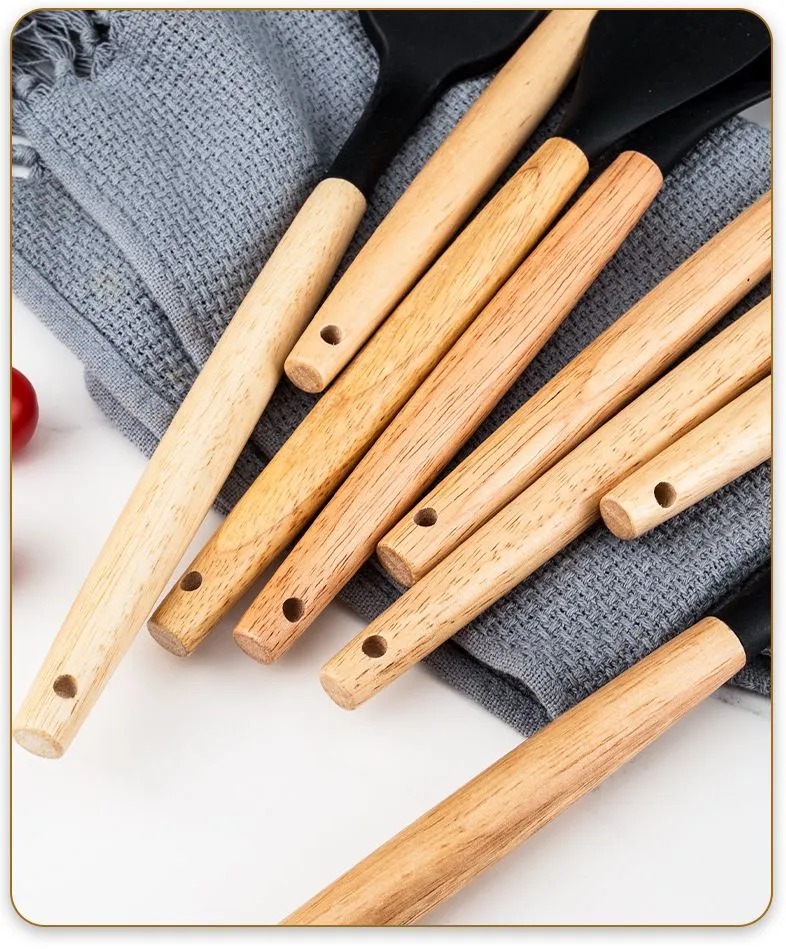 Ensemble de Louches et couteaux et planche avec support-Gris