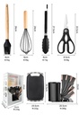 Ensemble de Louches et couteaux et planche avec support-Gris