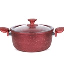 Hascevher Batterie de cuisine Granite 17 pièces-Rouge