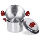OUBOURSINA Couscoussier Aluminium 6 L 22 Cm avec Poignée PVC-Rouge